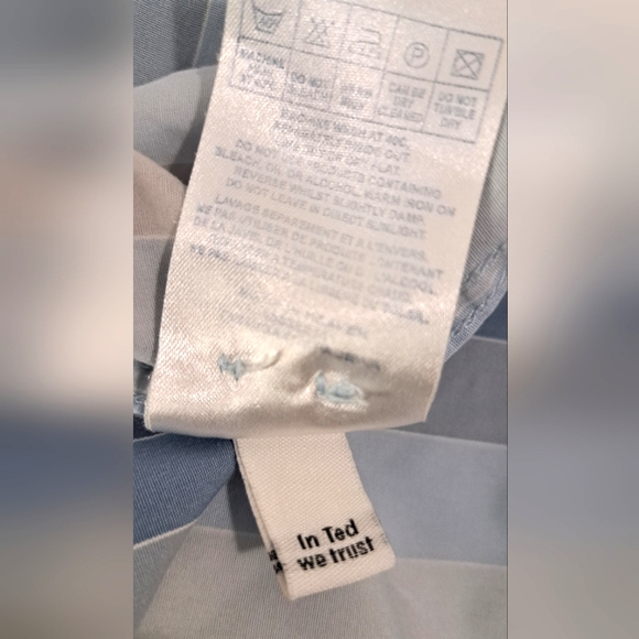 Mens Ted Baker Blue Pink Stripe Buttondown French Cuff Cotton Dress Shirt 4 L - Picture 12 of 15